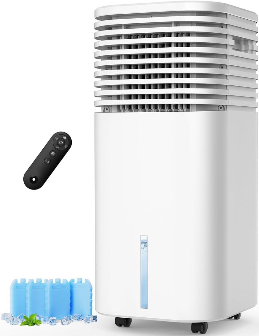 4-IN-1 Portable Air Conditioners, Evaporative Air Cooler w/ 4 Modes & 3 Speeds, 15H Timer for Smart Auto-off, 2-Gal Tank for 20H Cooling, 17FT Remote, No Hose Needed, 120°Oscillating Swamp Cooler