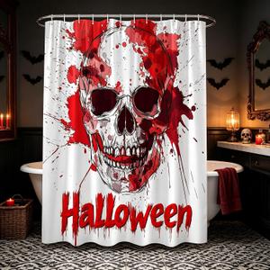 Bloody Halloween Skull Shower Curtain Gothic Spooky,70" L x 70" W