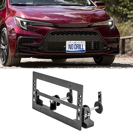 ROMELACK Grille License Plate Holder Front Mount Bracket AllAround Adjustable No Drilling Compatible with Toyota Tacoma Avalon Camry Tundra 4Runner etc(Fit Honeycomb & Horizon Lower Grill only)