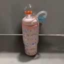 Stainless Steel Whale Fountain Tumbler with Handle, Drinking Cup with Whale Squirt, 24oz Whale Water Bottle Two Silicone Soft Tip, Leak-Proof Whale Fountain Tumbler for Kids Teens Adults (A-Pink)