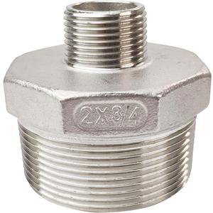 2" x 3/4" Male Hex Nipple Threaded Reducer Connector Pipe Fitting Adapter, Stainless Steel 304 NPT