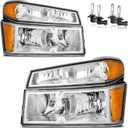 Headlights Assembly W/Bulbs for 2004-2012 Chevy Colorado/GMC Canyon, for 2006-2008 Isuzu I-Series Headlamp Replacement Driver & Passenger Side