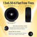 13x6.50-6 Tires for Zero Turn Mower,with Upgraded 3/4",5/8"and 1/2" Bearing More Durable,13x6.50-6 Flat Free Tire,13x6.5-6 Lawn Mower Tires, 5.51"-7.91"Center Hub, Load 500lbs