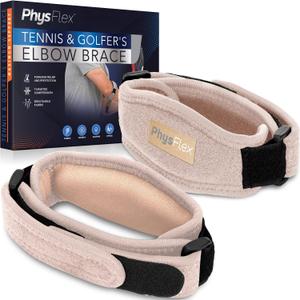 2-Pack Elbow Brace for Men & Women, Adjustable Tennis & Golfer's Elbow Support Strap for Tendonitis Pain Relief - Compression Pad for Arm, Forearm, Tendon Pain Relief (Beige)