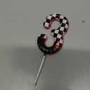 Black White 3rd Birthday Candles, Number Candle Birthday Cake Topper Decorations for Race Car Themed Party, Checkered Birthday Candle for Boys Girls Party Decor Supplies