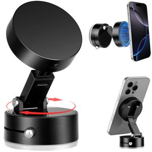 Vacuum Magnetic Suction Phone Mount Holder for Car/Gym/Mirror(Gray Black)