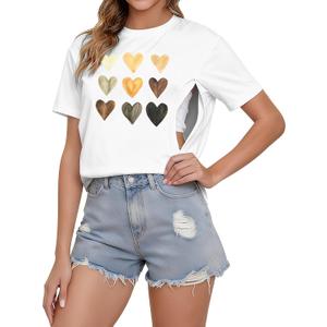 UNIQUEONE Comfort Breastfeeding Shirts Women Dual Side Hidden Zipper Nursing Tops Casual Postpartum Pregnancy Tees (M)