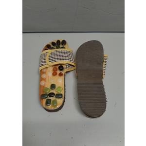 Comfecto Acupressure Massage Slippers with Earth Stone, Wellness Gifts Therapeutic Wooden Acupuncture Sandals for Plantar Fasciitis Shiatsu, 7