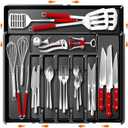 Large Silverware Organizer, Expandable BPA Free Kitchen Silverware Drawer Organizer, 9 Slots Cutlery Utensil Tray with Dividers, Adjustable Flatware Storage Holder for Spoons Forks Knives