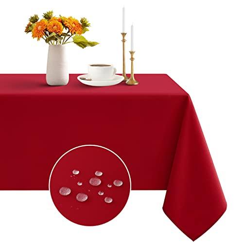 Romanstile Christmas Rectangle Tablecloth - Waterproof and Wrinkle Resistant Washable Polyester Table Cloth for Kitchen Dining/Party/Wedding Indoor and Outdoor Use (60 x 84 inch, Red)