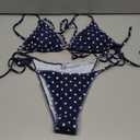 SweatyRocks Women's Bikini Halter Tie Side Backless Polka Dots Print 2 Piece Bathing Suits Summer Beach, M