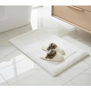 Dreame. White Premium Removable Silp Cover Memory Foam Bath Mat, Thick Ultra Soft, Non-Slip, Water Absorbent Bathroom Rug 21 x 34