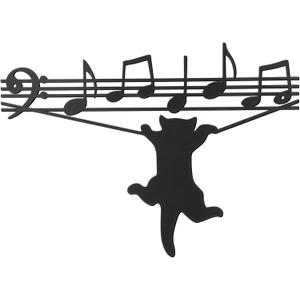 Otoolling Cat Playing Music Wall Decor Metal Black Cat Wall Art Hanging Signs Home Decor for Living Room Bedroom Bathroom Office Cats Lover Gifts(Classic,10.04 x 13.78 in)