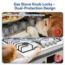 Stove Knob Safety Covers, 5Pcs Fits 90% Oven/Stove 5 Heat Alert Stickers Oven Knob Covers for Child Safety, 2nd Gen Kitchen Burner Childproofing, Gas Stove Knob Locks for Kid Baby Pet (Clear)