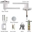 Door Handle Heavy Duty, Keyed Alike Entry Door Lever, Door Knobs with Lock and Key, Square Door Lever in Satin Nickel for Bedroom, Bathroom and Front Door