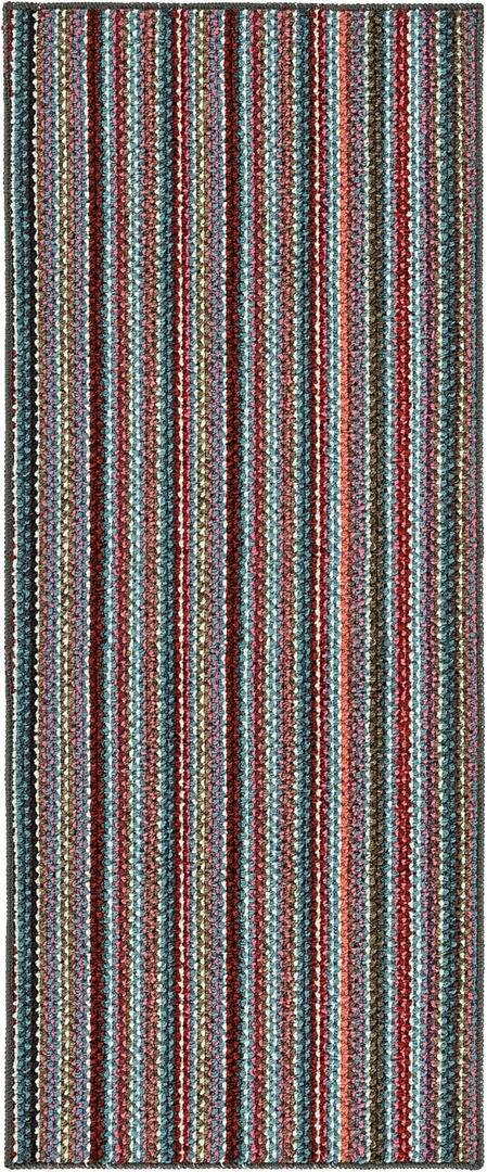 Garland Rug Carnival Stripe Non-Slip Recycled 2' X 5' Multi-Color Area Rug – Modern, Stain-Resistant, Ideal for Living Rooms & High-Traffic Areas