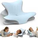 Cervical Neck Pillow for Pain Relief, Ergonomic Reading Pillow for Bed, Orthopedic Wedge Pillow Back Support Pillow, Contour Memory Foam Pillows for Sleeping, Couch Floor Use Lying, Leaning Reading