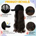 Baseball Hat Wig,Hat with Hair attached 24'' Adjustable Black Cap with Long Wavy Synthetic Hair Extensions for Women Girls(Medium Brown)
