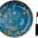 2 x Jewelry Ring Dish Tray Boho Ceramic Decorative Trinket Dish Organizer for Rings Earrings Necklaces Bracelet Watch Keys Plate Small Round Ring Holder Gift for Women Engagement (Blue)