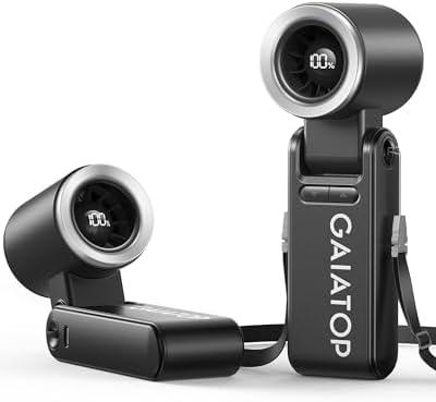 Gaiatop Portable Handheld Mini Fan, 21 Working Hours 6 Speeds, Rechargeable Battery Operated, 180° Foldable with LED Display, Small Desk Personal Fan for Women Gifts Travel, Working- Black