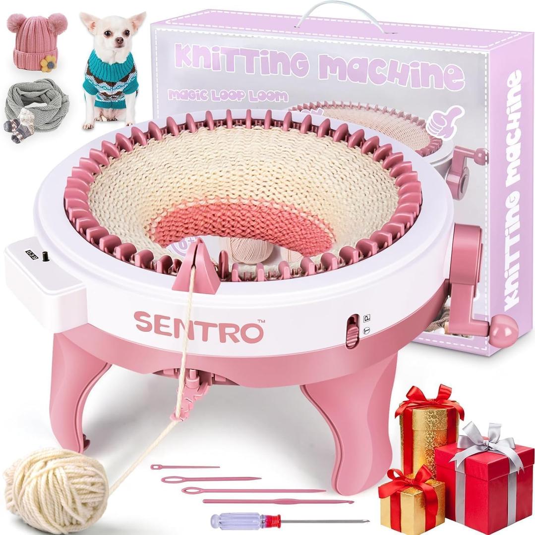 FYGAIN SENTRO 48 Needles Knitting Machine with Row Counter, Automatic Circular Knitting Crochet Machine for Beginners/Adults