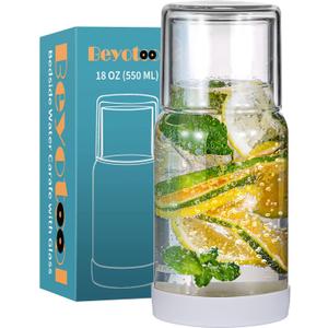 Bedside Nightstand Water Carafe and Glass Set, Night Water Carafe with Tumbler Cup, Clear Glass Mouthwash Dispenser for Bathroom, with Silicone Coaster, Heat and Cold Resistant, 18 OZ