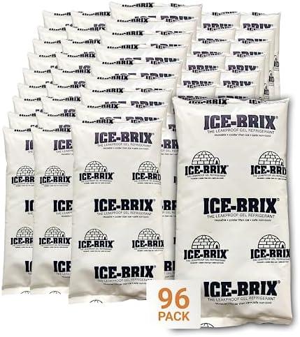ICE-BRIX Ice Packs for Shipping 5 X 2 3/4" (96 pack bulk) Food-Safe Reusable Refrigerant Gel Ice Packs for Lunch Boxes, Coolers & Mailing Perishables; Instant Cold Packs for Shipping