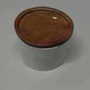 Sweejar Kitchen Canisters Ceramic Food Storage Jar, Stackable Containers with Airtight Seal Wooden Lid for Serving Ground Coffee, Tea, Sugar, Spice and More - 5 Fl Oz(White Acacia)