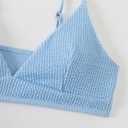 BYINDED Women's Sexy Two Piece Tummy Control Thong Bottom V Neck Bikini Swimsuits (Blue, L)