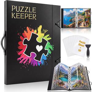 Puzzle Storage Folder for 1000 Pcs 35 Pockets Puzzle Binder with 50 Sticker, 28.35 x 21.26 inches