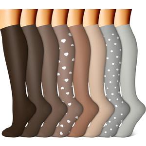 FEYHAY Copper Compression Socks (8 Pairs) 15-20 mmHg Circulation is Best Athletic & Daily for Men & Women, Running, Climbing, Size: Large-X-Large
