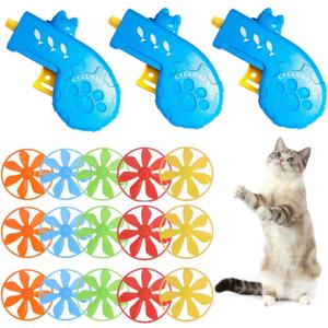 18 Pieces Cat Fetch Toy with Colorful Flying Propellers Set, Cat Playing Tracking Interactive Toys for Kitten Indoor and Outdoor Chasing Training Hunting