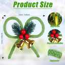 2 x 9 PCS Green Christmas Tree Bows 4.5" Xmas Wreath Bow with Pine Needles Berries Jingle Bells Bowknot Christmas Tree Ornaments for Garland Party Crafts DIY Gift Wrapping Decoration