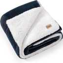 UGG Nita Throw Blanket Soft Reversible Plush Throw for Couch or Bed Cozy Fuzzy Warm Fluffy Blanket for Living Room or Cute Bedroom Decor Down Alternative Washable, 50-inch x 70-inch, Navy Blue