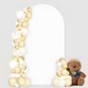 MLMC 7.2FT Arch Backdrop Cover White Fitted Spandex Backdrop Stand Cover Stretchy Round Top Chiara Arch Cover for Baby Shower Birthday Party Wedding Ceremony Photography Background Decor 7.2x4FT