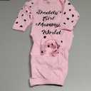 Newborn Baby Girl Nightgown, Long Sleeve Sleeper Gown with Mittens & Headband, Baby Girl Gifts Going Home Outfit with Open Bottom, Easy to Change Diapers 0-6 Months Pink Heart