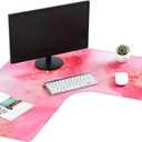 L Shaped Mouse Pad Corner Desk Pad 33'' Large Rubber Printing Mouse Pad Long Extended Non-Slip Rubber Desk Mat Computer Protection Supplies(Pink)