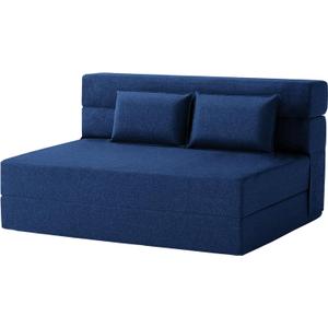 FILUXE Convertible Folding Sofa Bed-Sleeper Chair with Pillow, Modern Linen Fabric Floor & Futon Couch, Foldable Mattress for Living Room/Dorm/Guest Use/Home Office/Apartment, Queen Size,Navy Blue (Queen, Navy Blue)