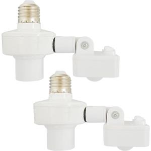 2 Pack Motion Sensor Light Sockets,Motion Activated Socket Adapter, E26/E27 Adjustable Sensor Head Security Light Bulb Socket for Garage,Hallway,Pantry Room,Laundry Room