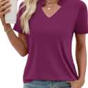 Kistore Womens Summer Tops Short Sleeve V Neck Casual Shirts Beach Vacation Dressy Work Blouses (L)