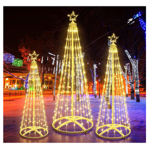 3 Pack 4/5/6 Ft Christmas Lighted Cone Tree LED Lights Changing Artificial Tree 8 Modes with Timer Dimmable for Indoor Outdoor Xmas Decor with Star Toppers for Yard Porch Backyard Patio