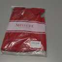 Missufe Women's V Neck Ruffle Short Sleeve Bodycon Summer Casual T Shirt Dress (Red, L)