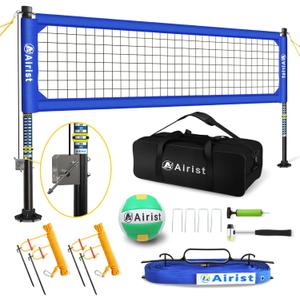 Heavy Duty Volleyball Net Outdoor with Steel Anti-Sag System, Adjustable Aluminum Poles, Professional Volleyball Nets Set for Backyard and Beach, Volleyball and Carrying Bag (Blue)