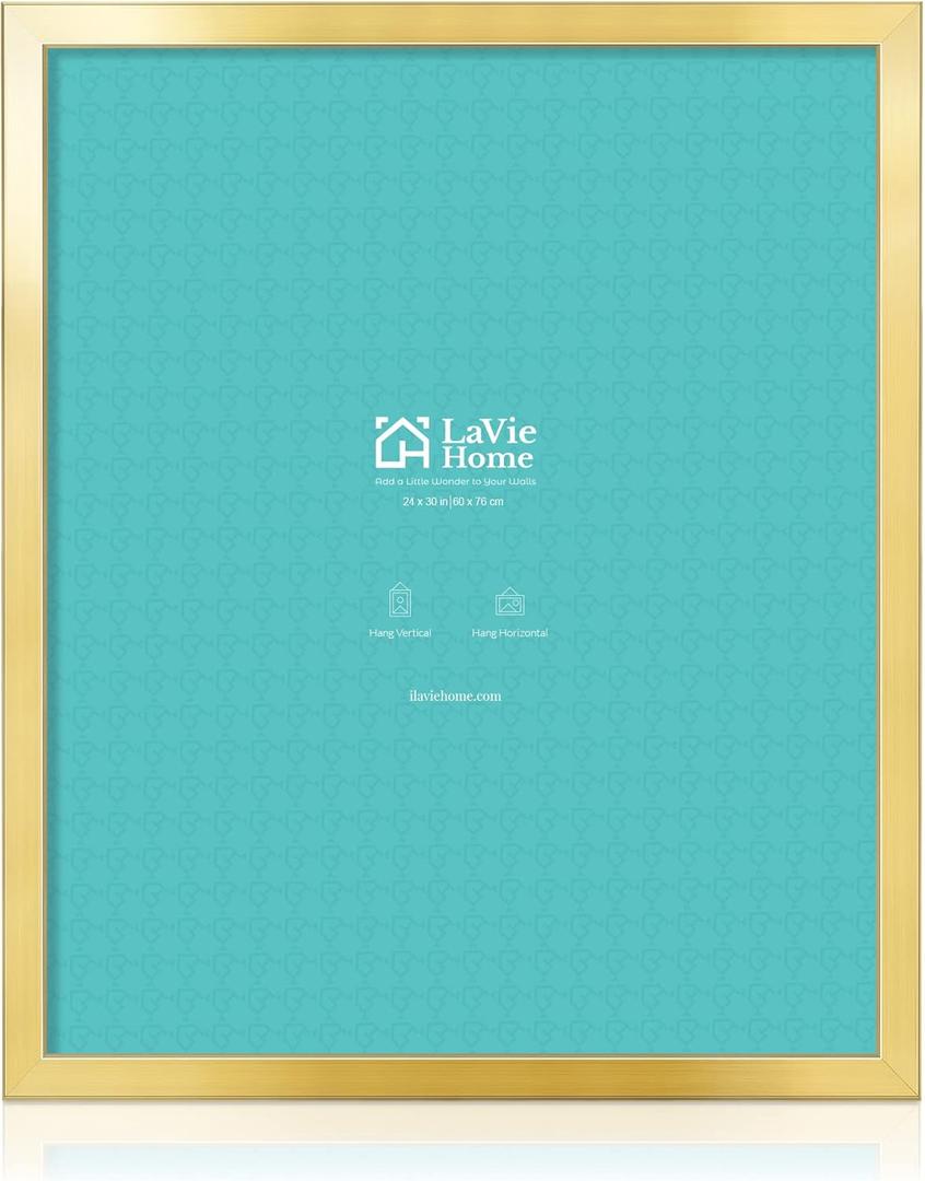 LaVie Home 24 x 30 Picture Frame, Large Poster Frame with High Definition Plexiglass, Horizontal or Vertical Wall Gallery Poster Frames Suitable for Photos, Artworks, Posters,Puzzle, Gold 1pc