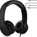 LilGadgets Connect+ Foldable Headphones, Adjustable Fit Soft Touch Padding for Kids with Mic, Volume-Limited & Noise Reduction On-Ear Wired Headset for School with SharePort - Black, Ages 3-14