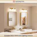 Keonjinn Gold Bathroom Light Fixtures, 3-Light Vintage Vanity Lights for Mirror with Frosted Glass Shades, UL Listed E26 Base(Bulbs Not Included), Reversible Vanity Lighting Fixtures for Bathroom