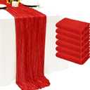 6Pack Red Cheesecloth Table Runner 10Ft Gauze Table Runner Red Cheese Cloth Table Runners Long Sheer Fabric Tablerunners for Wedding Party Bridal Shower Thanksgiving Christmas