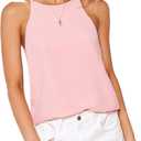 LouKeith Womens Tank Top Racerback Halter Tops Sleeveless Shirts Spaghetti Strap Camisole Casual Summer Basic Blouses (Large, Pink)