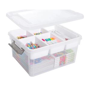 Citylife 17 QT Plastic Storage Box with Removable Tray Craft Organizers and Storage Clear Storage Container for Organizing Bead, Tool, Sewing, Playdoh