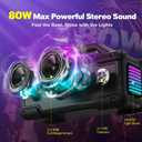 Portable Bluetooth Speaker Wireless Lights, Bluetooth Speaker Loud Stereo Sound, Outdoor Water Resistant Bluetooth Speaker 300W (Peak) Party Lights EQ TWS USB AUX TF IPX6 Party/Beach/Garage, Black